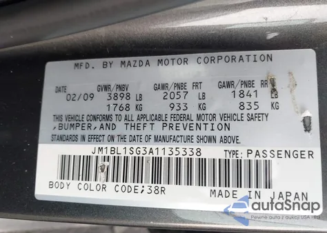 2010 Mazda Mazda3 I Touring from USA, damaged, VIN JM1BL1SG3A1135338